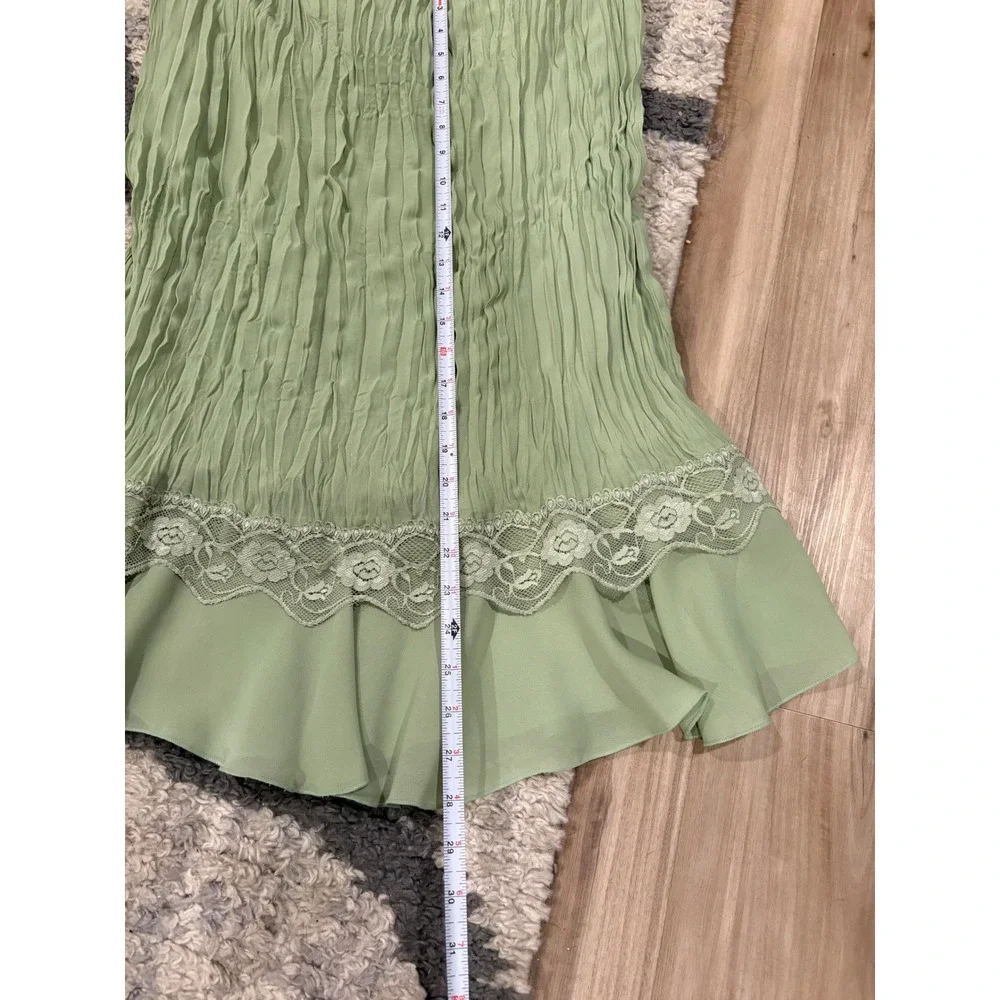 Dressbarn Sage Green Crinkle Lace Skirt Set Fairycore Cottagecore Vintage xx